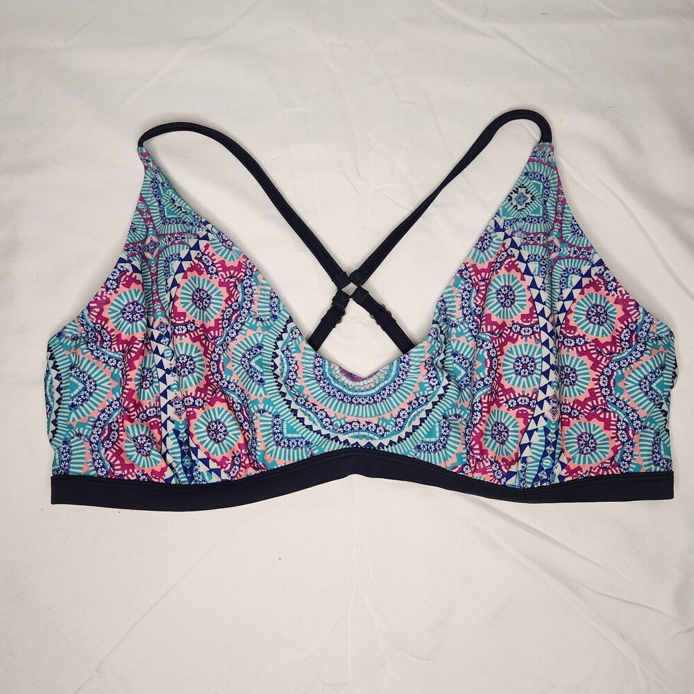 Athleta Womens 38 D/DD Fiji Cross Back Bikini Top w/ Underwire Blue